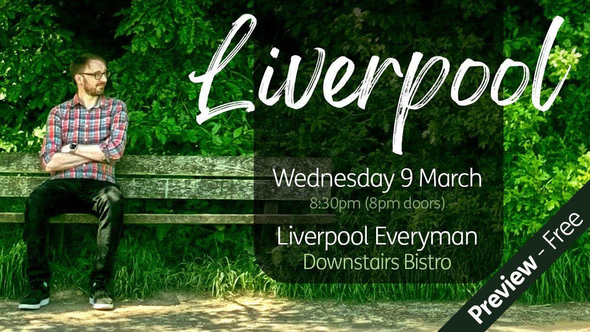MrFreeman1984's tweet photo. After the 'mare yesterday losing the venue for my preview next week the absolute legends at @LivEveryPlay have bailed me out (I can't thank them enough) - my show will now be in the bistro next Weds at 8:30pm and #free to all!

Please do come along and RT! 

Thanks, Sam x https://t.co/WcWwmEqz1Z