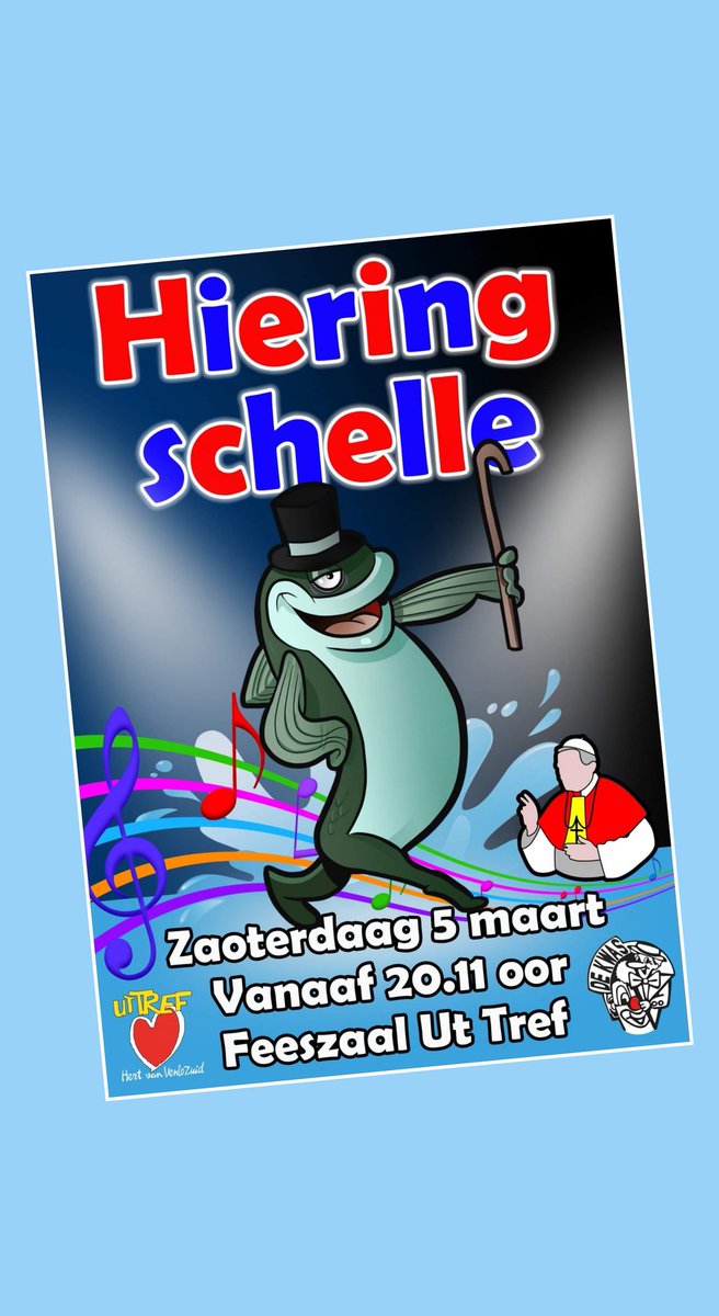 Efkes naopraote euver deze bezóndere vastelaovend? 

Weej organisere same met Feestzaal Ut Tref Hieringschelle op zaoterdaag 5 maart vanaaf 20.11 oor.

'ne Óngedwónge aovend met neteurlik heerlikke hiering(slaaj), leuke meziek en hoeëg geistelik bezeuk. 

Wies zaoterdaag!