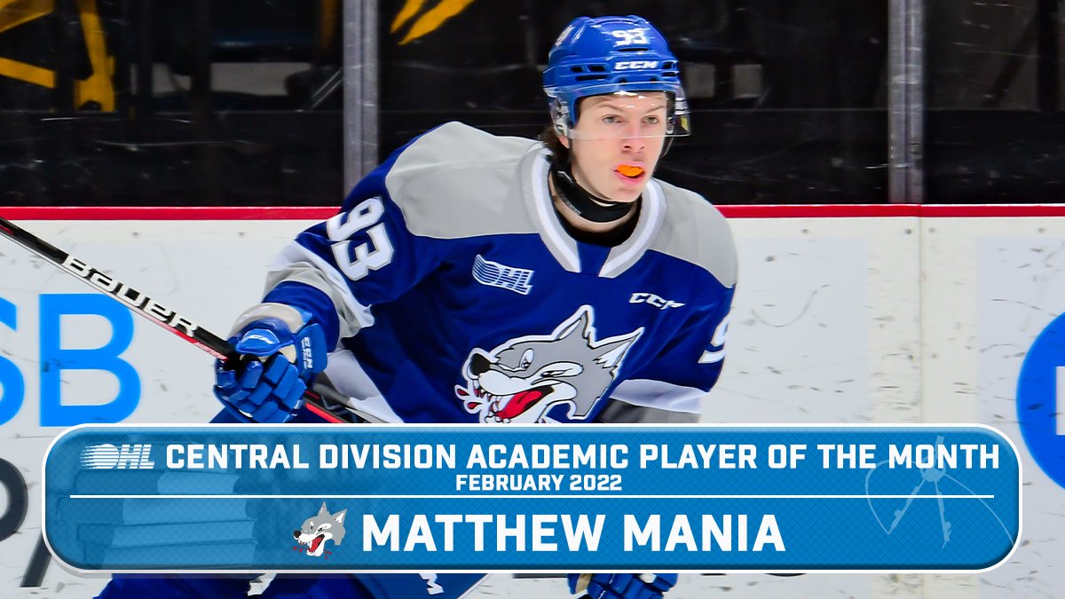 Congrats to <a href="/Sudbury_Wolves/">Sudbury Wolves</a> rookie defender Matthew Mania (<a href="/MatthewMania1/">Matthew Mania</a>), named #OHL Central Division Academic Player of the Month for February with straight A's in studies at Great River Connections Academy: bit.ly/35IU7CS