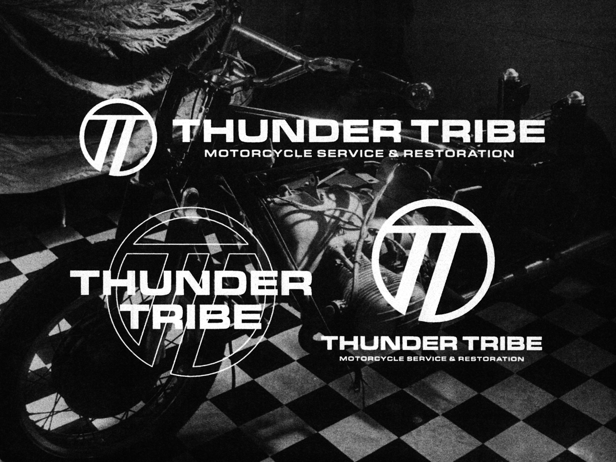 jarmandesignltd's tweet photo. Thunder Tribe is a #bosozoku inspired motorcycle shop based in Seattle. Specializing in pre-1980s bikes, their services range from basic maintenance to full restorations. They required a mark that distilled these themes within a clean, minimal format. #brandidentity #logodesign https://t.co/jV6OvNaqSY