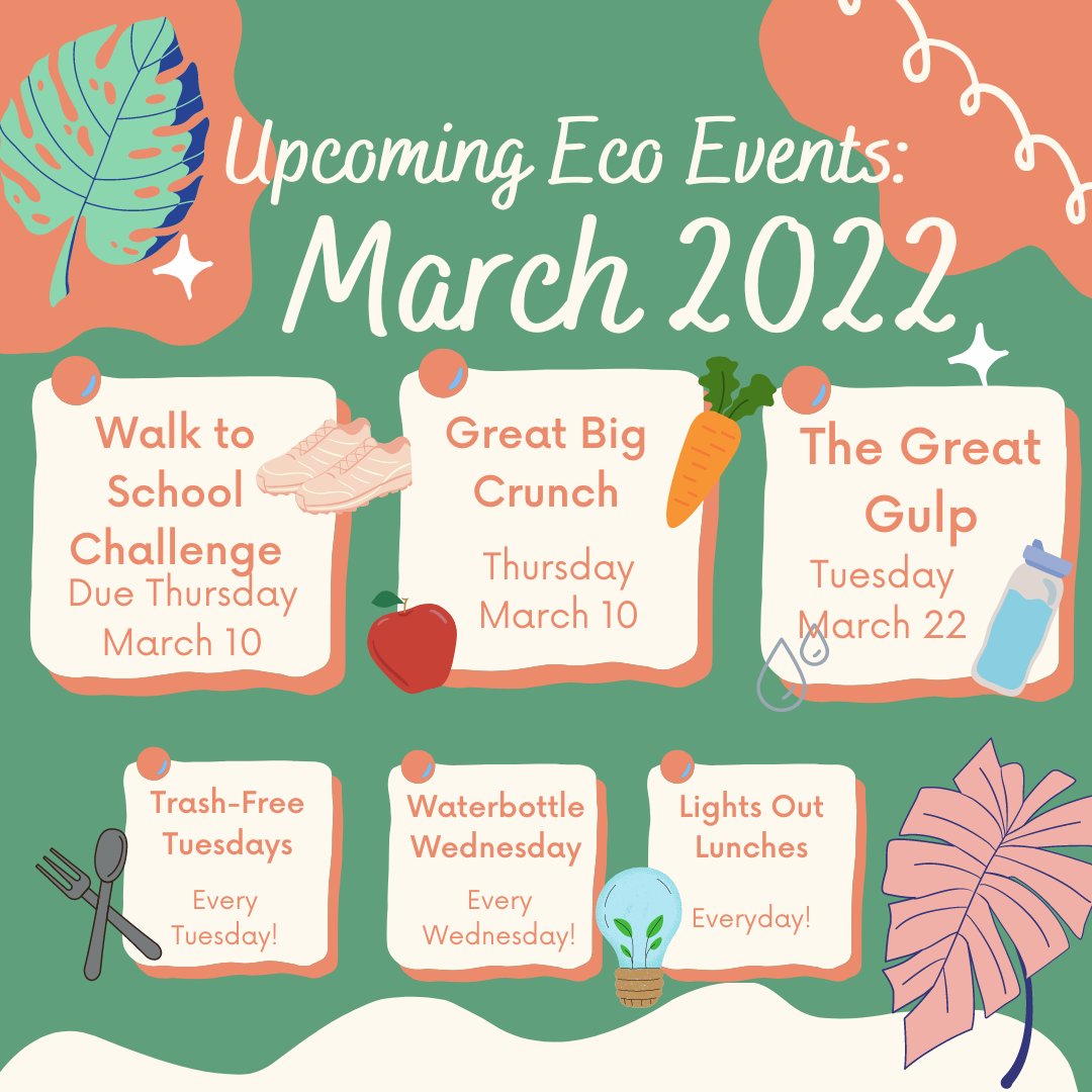 Thank you to the 🐻staff and 🐻students of our school's eco-team (<a href="/BernardEcoTeam/">St. Bernard ECO Team #BernardSTEM</a>) for organizing Monday's Winter Walk to School Day.
Let's remind everyone of upcoming events this month. We hope you will choose to participate.