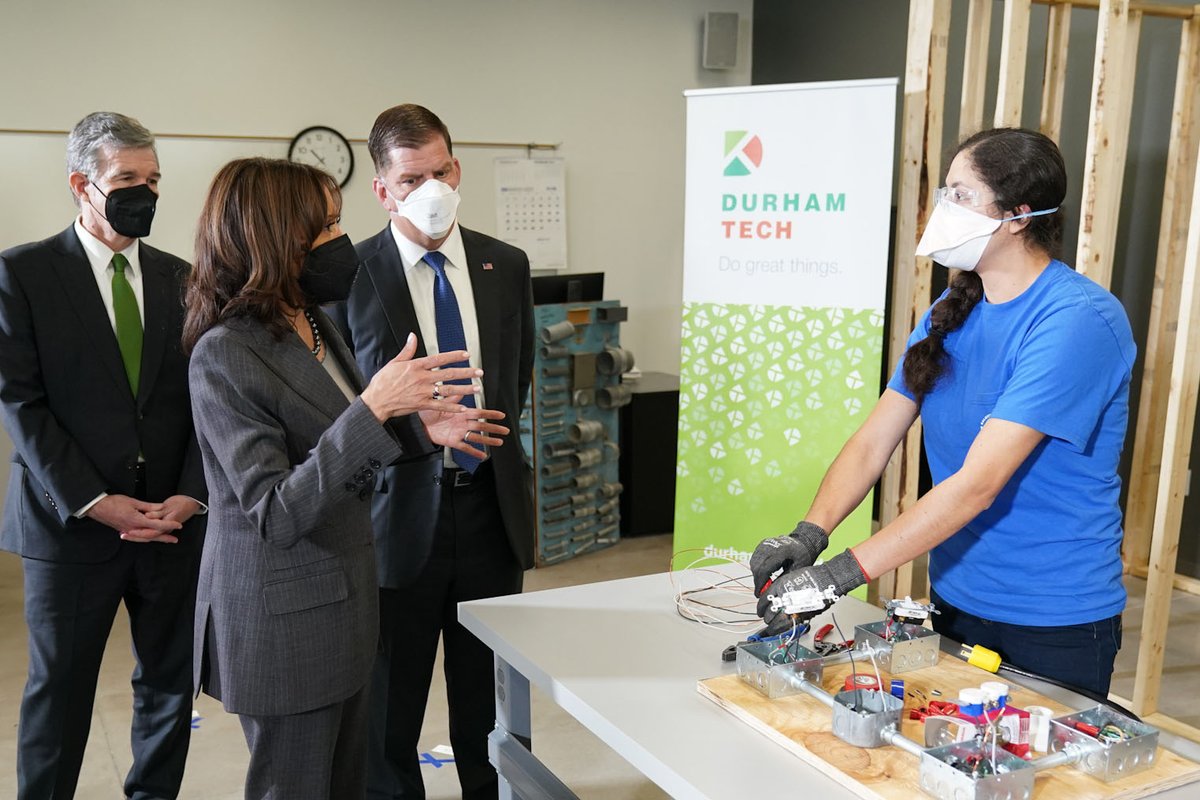 Our unions and apprenticeships are a top priority for our Administration. I talked about the value these programs bring to communities, like Durham Technical Community College, which is providing students with the training they need for a good job when they graduate.
