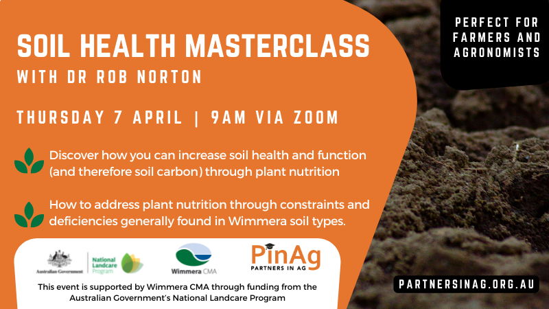 PartnersInAg1's tweet photo. Join us for a Soils Masterclass with Dr. Rob Norton, focusing on #Wimmera soil types.
Register today: https://t.co/ANeoG3uwUb
This event is supported by @wimmeracma through funding from @AusLandcare
#soil #SoilHealth #AusAg #PinAg
@WCropW @WFN_Farming @VicFarmers https://t.co/LF7wbsL9PM