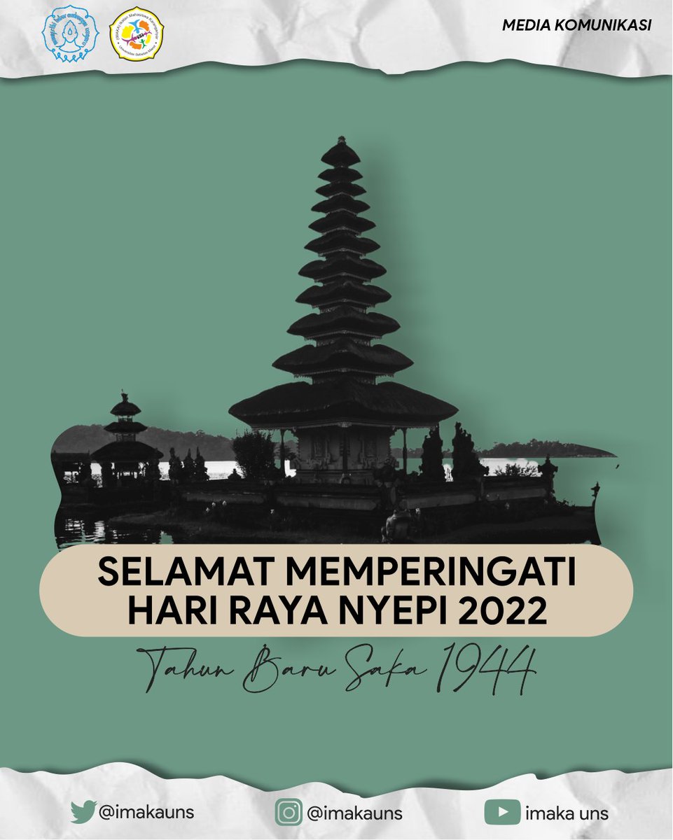 ImakaUNS's tweet photo. [ SELAMAT MEMPERINGATI HARI RAYA NYEPI ]

Sunyi menjadi kesempatan untuk kita menyembuhkan luka dan menghilangkan semua cerita buruk yang pernah terjadi. Dalam keheningan dan kedamaian, saya bedoa semoga Nyepi selalu membawa kegembiraan untuk kita semua. https://t.co/hio9y9Gv2l