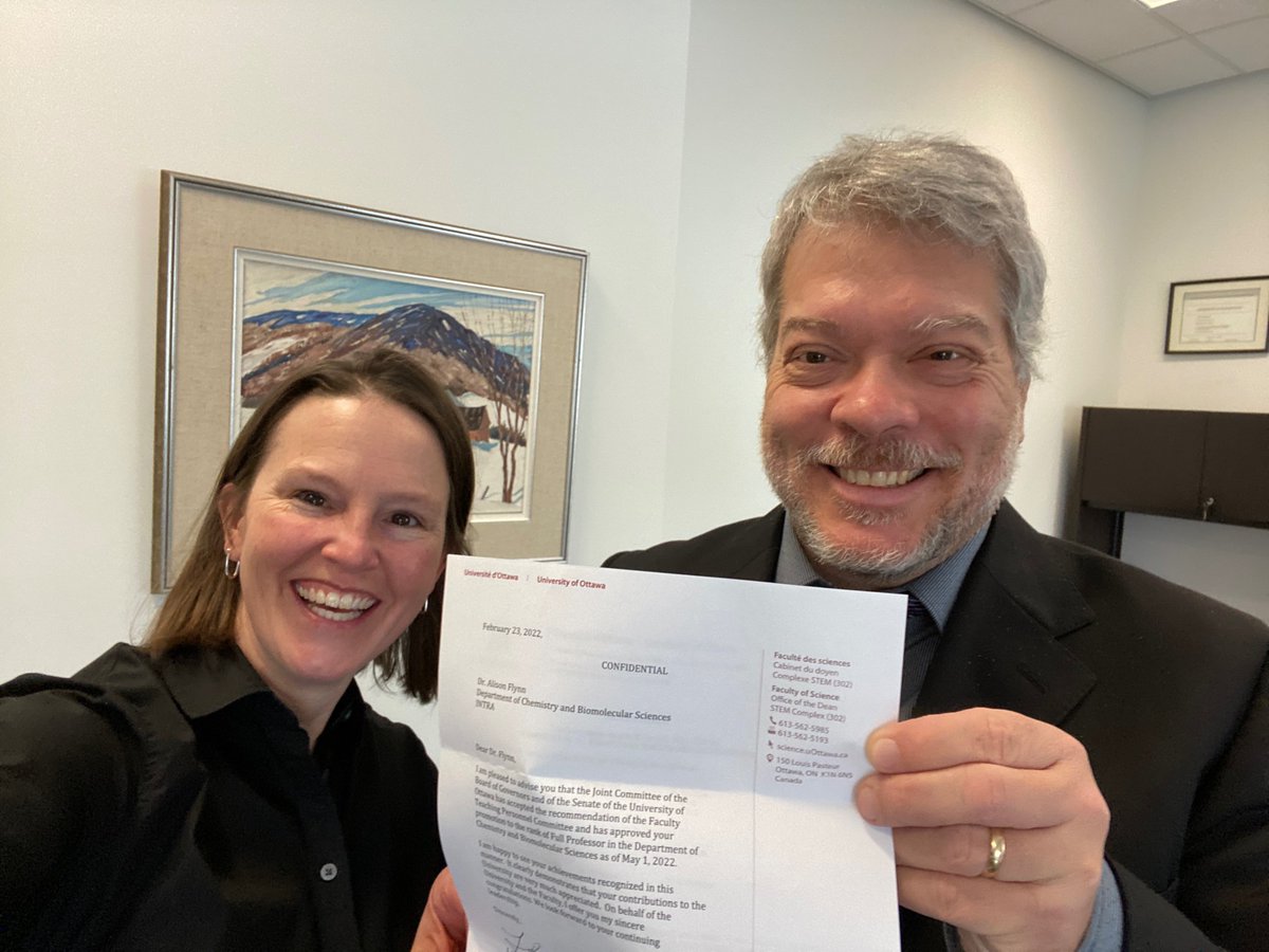 Alison Flynn (@alisonbflynn) on Twitter photo On a good news front: Full Professor as of May. 😀
I am so fortunate to be able to work with amazing people on amazing projects every day. Thank you. ❤️
<a href="/uOttawa/">Université d'Ottawa | University of Ottawa</a> <a href="/uOttawaScience/">uOttawa Science</a> <a href="/uOttawaCHM/">uOttawa Chem & Biomolec Sci // Chimie & Sci Biomol</a> On a good news front: Full Professor as of May. 😀
I am so fortunate to be able to work with amazing people on amazing projects every day. Thank you. ❤️
<a href="/uOttawa/">Université d'Ottawa | University of Ottawa</a> <a href="/uOttawaScience/">uOttawa Science</a> <a href="/uOttawaCHM/">uOttawa Chem & Biomolec Sci // Chimie & Sci Biomol</a>