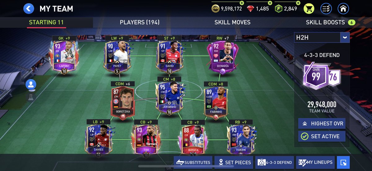 DahabFor's tweet photo. H2H squad so far and subs https://t.co/Irz4nvMo2C