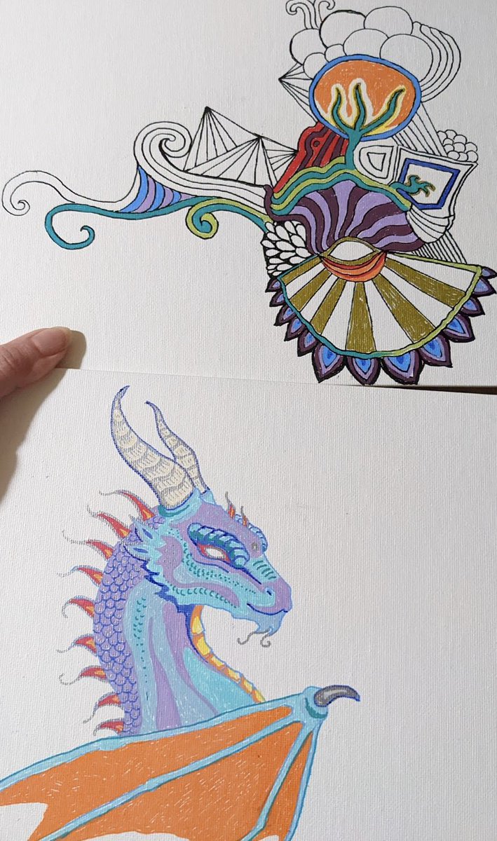 Current pen projects 🐉 #dragonart  #paintpen #canvas