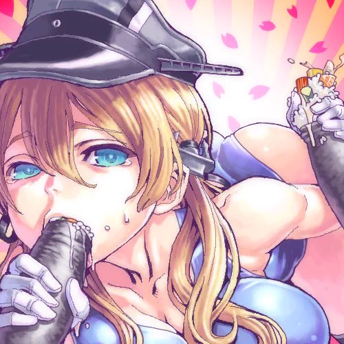 とても健全にプリンツオイゲンさんが海苔巻きを食べる絵なんですけど多分怒られるので個別センシティブにしときます。(h 