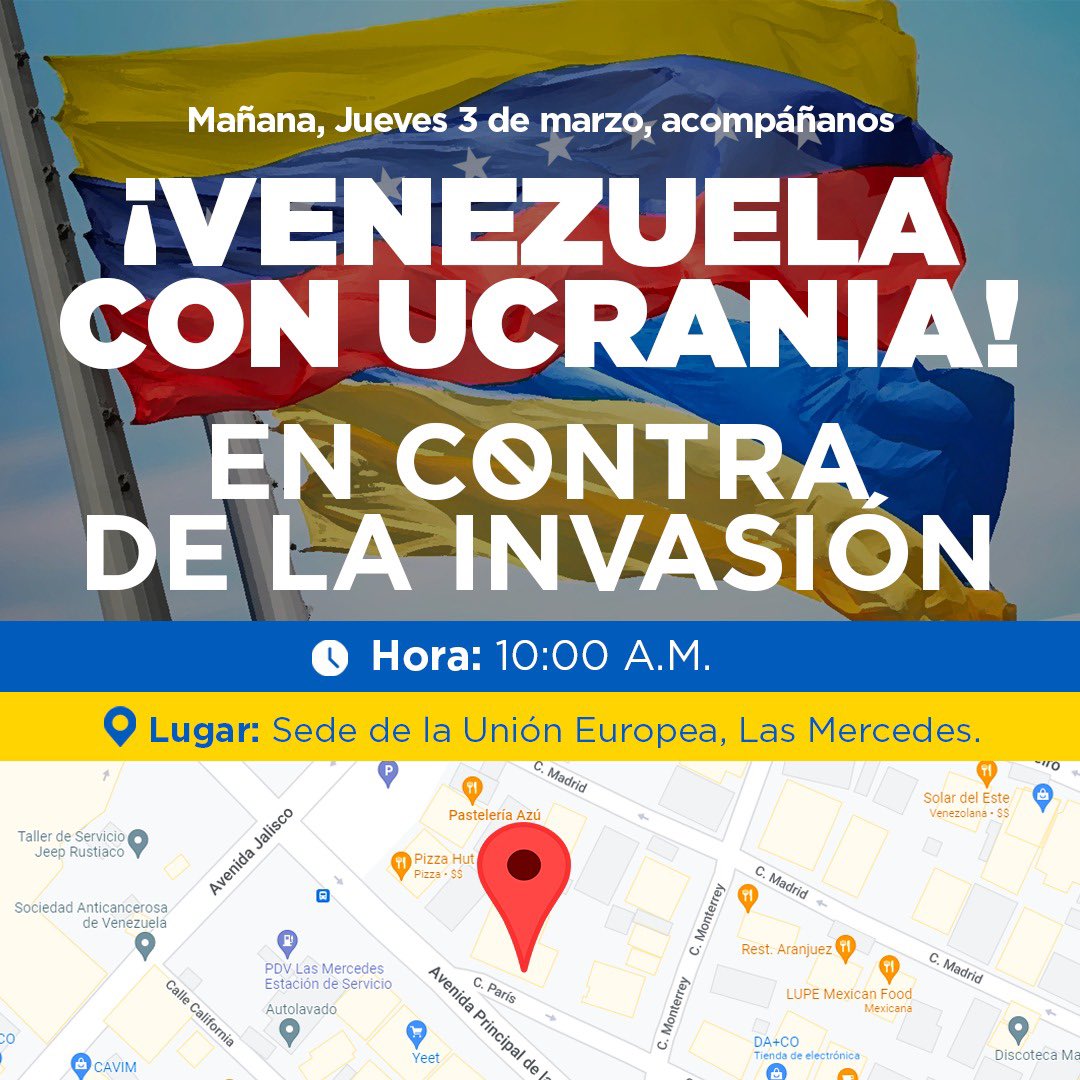 La Asamblea General de la ONU condenó la invasión a Ucrania Nuevamente la dictadura, de manera criminal e irresponsable se pone del lado de la barbarie Mañana #3Mar, 10 am, saldremos en respaldo a los ucranianos y en contra de la complicidad de Maduro #VzlaRespaldaUcrania