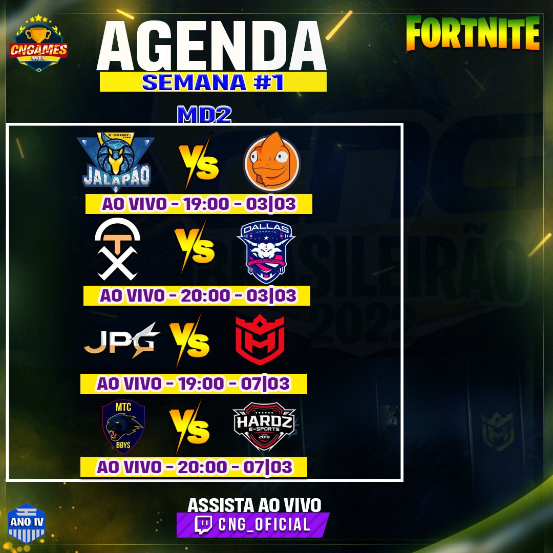 CNGOficial_'s tweet photo. 🇧🇷BRASILEIRÃO #9 – AGENDA SEMANA #1:

🔥A liga vai começar !! confira agora mesmo os primeiros confrontos a serem transmitidos ao vivo pela nossa equipe, lembrando que a CNGAMES, irá transmitir toda semana pela Twitch, Fiquem ligados em nossas redes sociais, boa sorte as equipes. https://t.co/QMKkgngtS8
