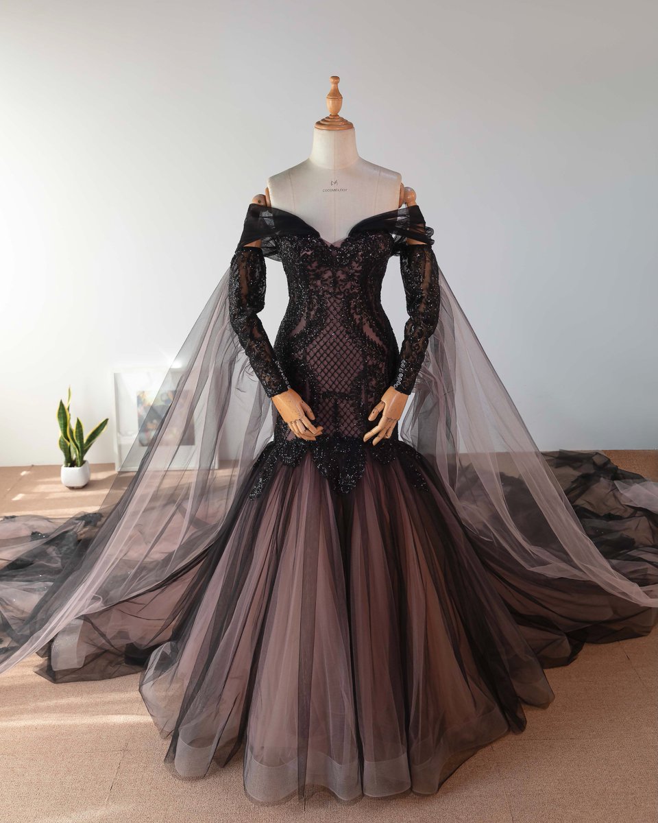 For our gothic romantic brides 🖤🖤 Embrace your dark side with dress #Alisha from #ClassicCollection! Tap the link to shop it. bit.ly/3HxeiRn #cocomelody #TrueBeautyEmpowered #weddingdressshopping