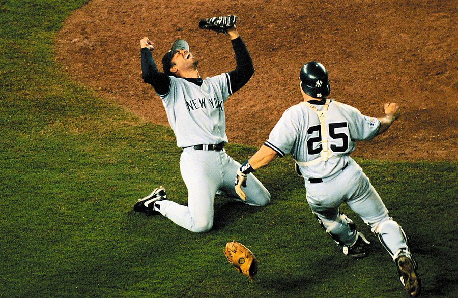 Baseball In Pics on X: Mariano Rivera falls to his knees after