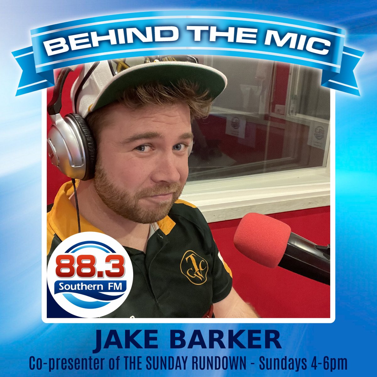 This week we're introducing you to Jake Barker, co presenter of The Sunday Rundown, Sundays from 4pm - 6pm. Sporting news from across the globe as well as scores and highlights from local sport in the Bayside region.

#southernfm #thesoundsofthebayside #bayside
