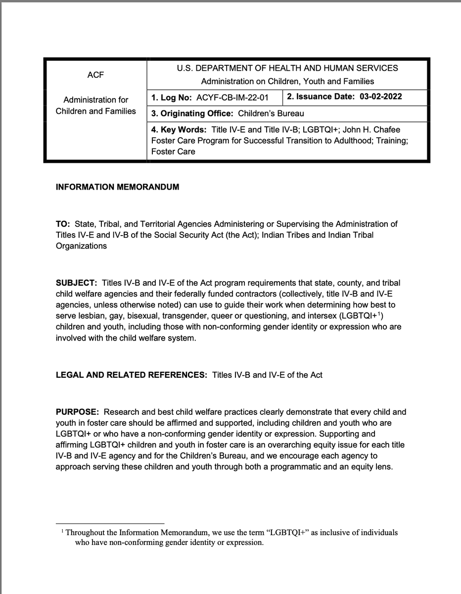 ErinInTheMorn's tweet photo. The Children's Bureau releases guidance marked today that must be followed by all contractors and CPS agencies or else risk funding. 

This is a comprehensive, multi-pronged attack at the Texas law from several different angles from the federal government. https://t.co/LQQFtLPjqt