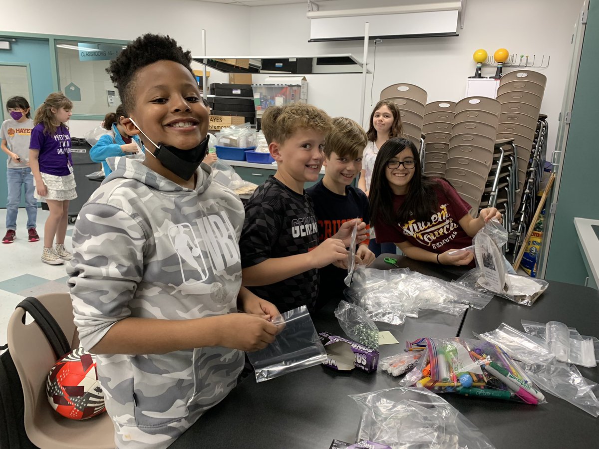 Kleighley's tweet photo. The @HayesStuCo helped get supplies ready today for @HayesHawks STEAM Night. Everybody is so excited for a fun night with students and their families! @lorinfdavies @marciagjones https://t.co/t81boLDhKO