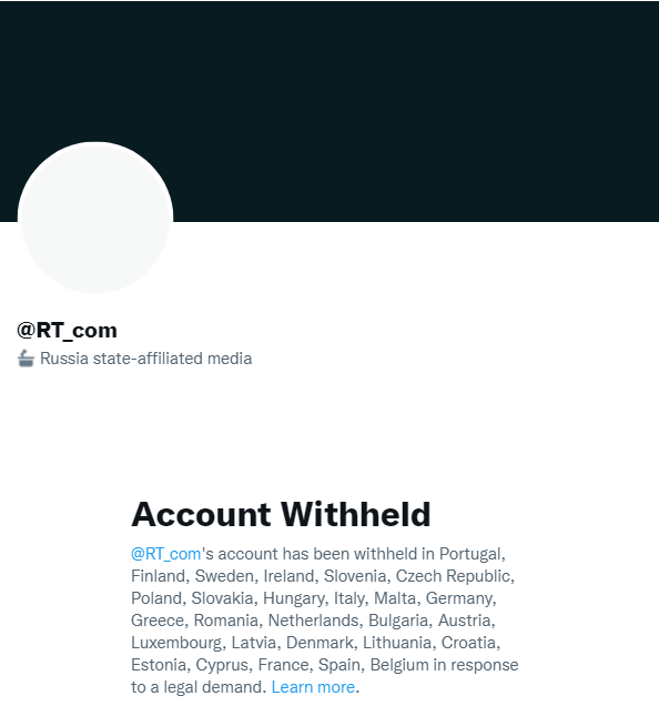 TheInsiderPaper's tweet photo. NEW: Twitter suspends Russian-state media RT and Sputnik accounts in EU. https://t.co/cV0c1PJSgb