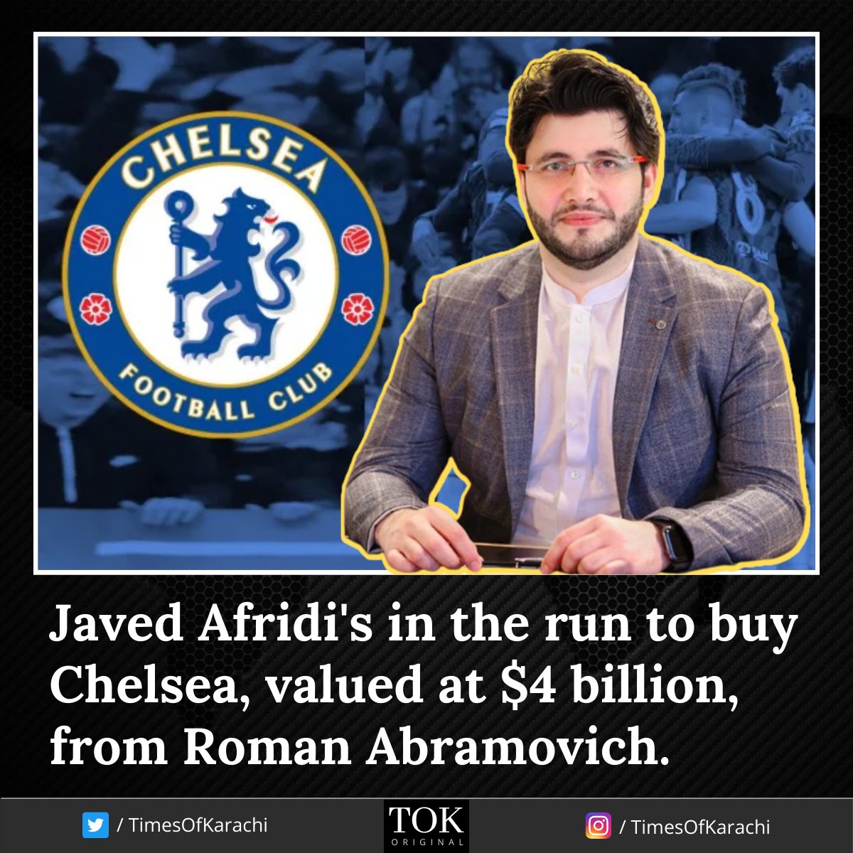 #Pakistan’s businessmen @JAfridi10's in the run to buy #Chelsea that’s been valued at $4 billion from #RomanAbramovich. #JavedAfridi has stakes in #Haier and #MG’s local units among other businesses.