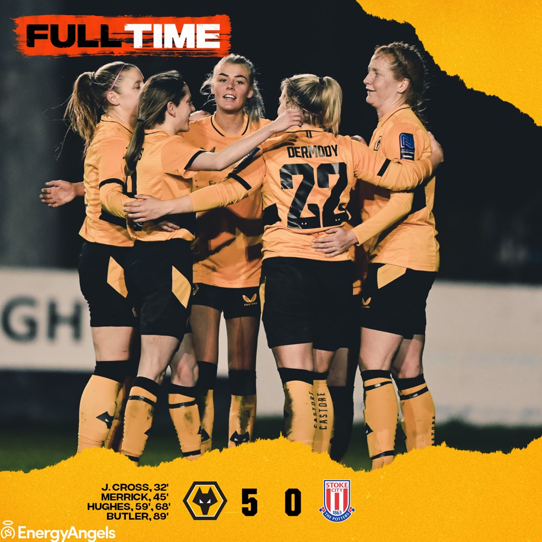 WolvesWomen's tweet photo. FT | #WOL 5-0 #STO 

A five-star display from the girls as they grab another three points at the CKW Stadium to continue their unbeaten run in the @FAWNL.

#WOLSTO @EnergyWolves 🐺 https://t.co/KxwfuAu3A6