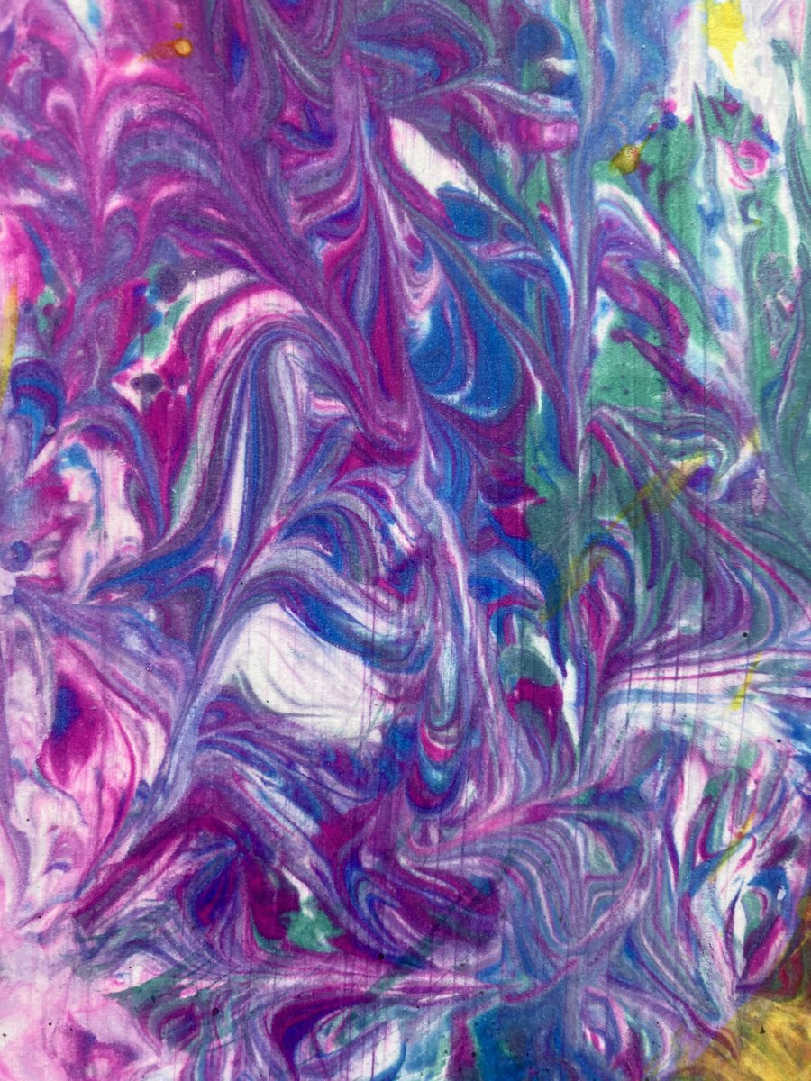 MrsArtJ's tweet photo. Students in Art club had fun and a messy time making marbling art using shaving foam. Apologies for any inky hands this afternoon! https://t.co/MTRsD0xYKb