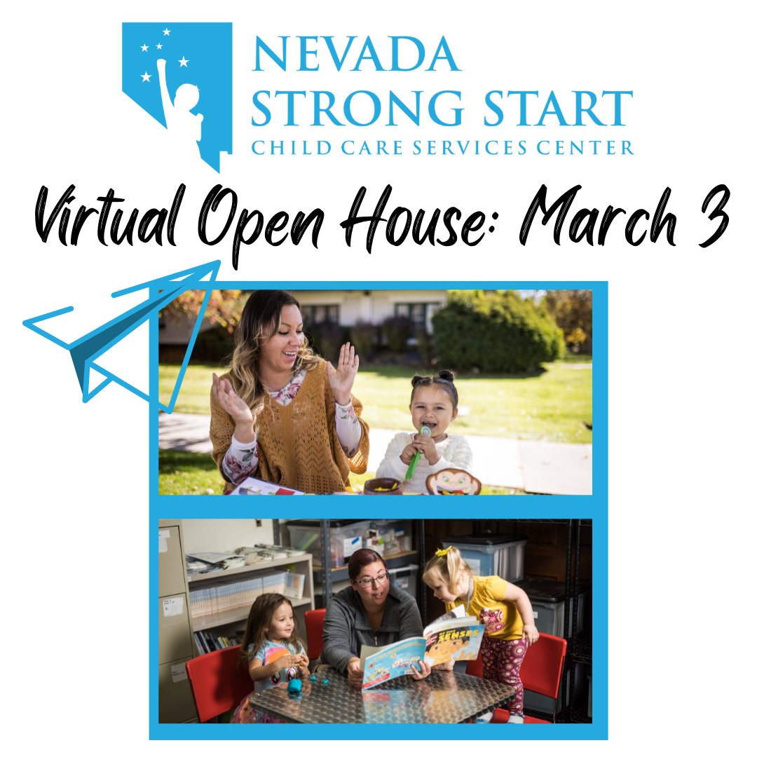DinesAshley's tweet photo. What is Nevada Strong Start Child Care Services Center (CCSC) and how can it support child care providers in our state? Check out either the virtual open house 
happening March 3 @ 7 p.m. using the link below
https://t.co/NrnMOzJwZ5 https://t.co/tRXiWef98h