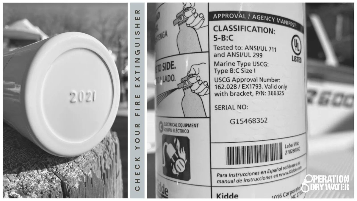 OpDryWater's tweet photo. New U.S. Coast Guard fire extinguisher regulation effective April 20, 2022. Are the ones on your boat in compliance? Find out now: https://t.co/oUGOyzRMIg
#OpDryWater 

@BoatUSFdn https://t.co/ThISMaGY4z