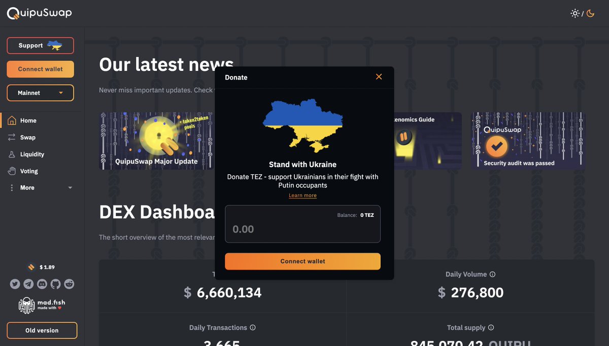 TezoswithUA's tweet photo. 👊 $27,750 in $XTZ #XTZ contributed just in a few hours!!! @TempleWallet @QuipuSwap stand with Ukraine! #TezosStandsWithUkraine! Thank you all #Tezos!💙💛 https://t.co/1hvWK7elvg