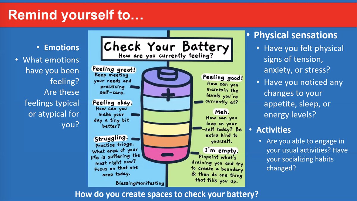ColumbiaSurgery's tweet photo. How do you create spaces to check your battery? #burnout #depression #MedTwitter #BurnoutChat https://t.co/dXs3384AiU