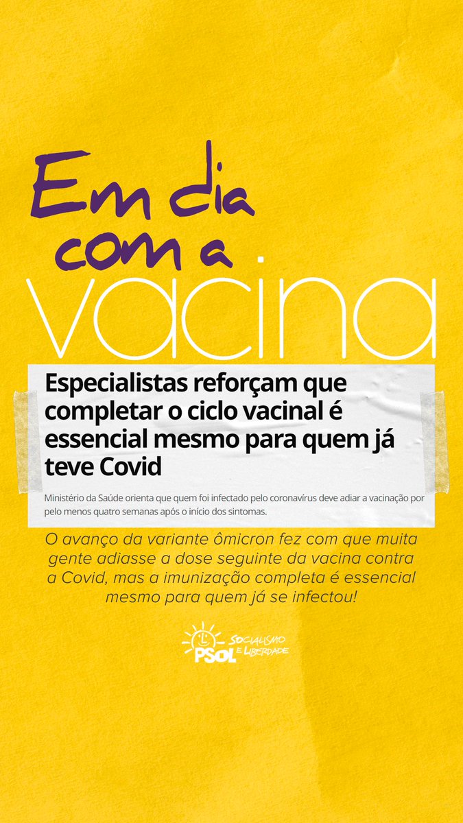 PSOLPB's tweet photo. O avanço da variante ômicron fez com que muita gente adiasse alguma das doses da contra a Covid, mas a imunização completa é essencial mesmo para quem já se infectou!
Atualize sua carteira vacinal e não dê bobeira! Cuide-se 💉
#PSOLPopular #Covid #PSOLPB #Parahyba
Fonte: G1 https://t.co/ufHNbszTmY