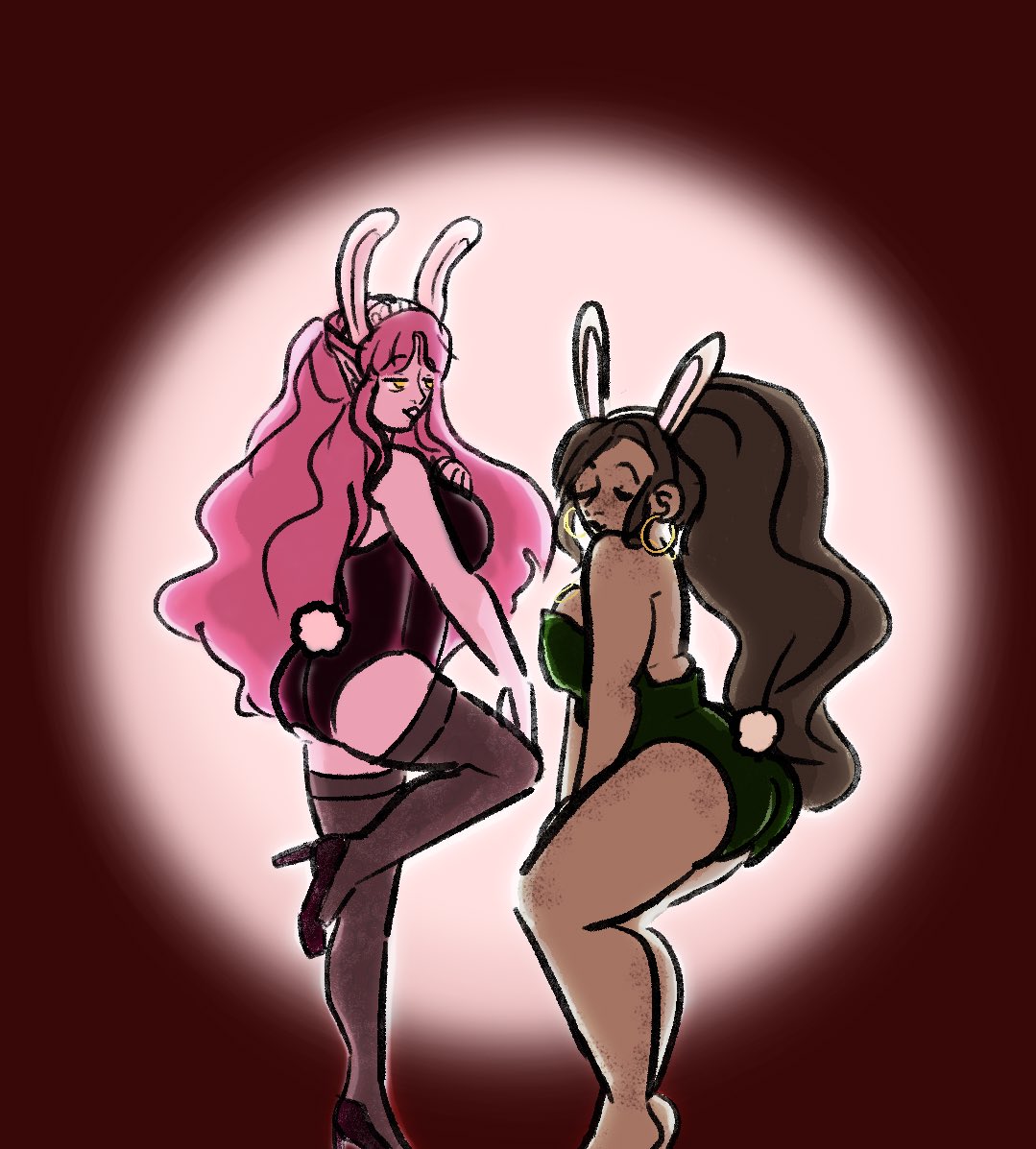 TheMellwis's tweet photo. I didn’t know drawing bunny girls would be this fun… featuring my two #DnD characters https://t.co/9RIyERThYO