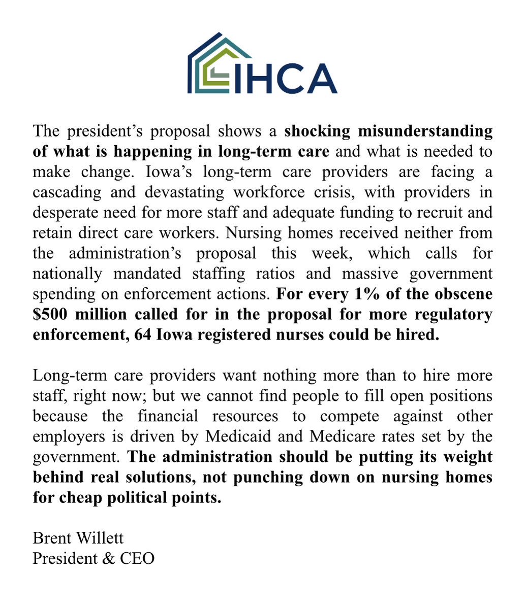 The Biden Administration’s new ‘crack down’ on nursing homes shows a shocking lack of basic understanding about what is happening and how to fix it. Our statement