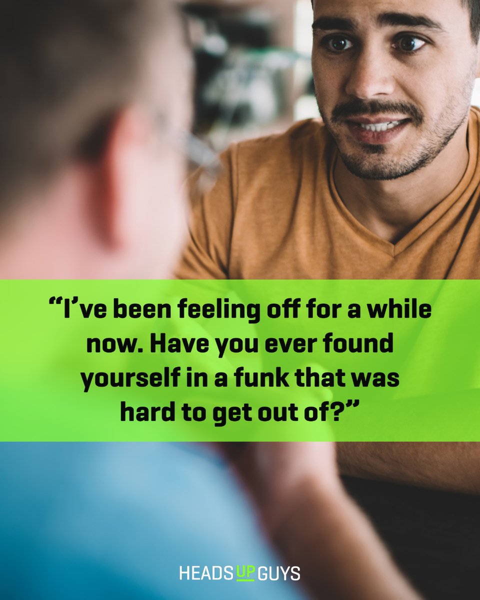 Where and when you start a conversation is not as important as starting it in the first place. Keep in mind that it doesn’t have to be an intense conversation that you dread starting. Instead, it’s helpful to keep things casual.

headsupguys.org/reach-out/talk…