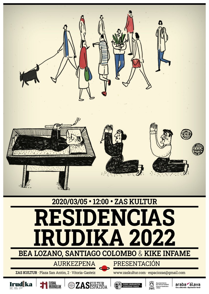 IRUDIKA 2022: Solasaldia. Martxoak 5, larunbata 12:00etan Irudika,Nazioarteko Ilustrazio Topaketa Profesionaleen 2022 egonaldietarako hautatutako egileak, Bea Lozano «Aleluyas» ilustrazio-proiektuagatik eta Santiago Colombo «f309 Caminantes» animazio-proiektuagatik izan dira.