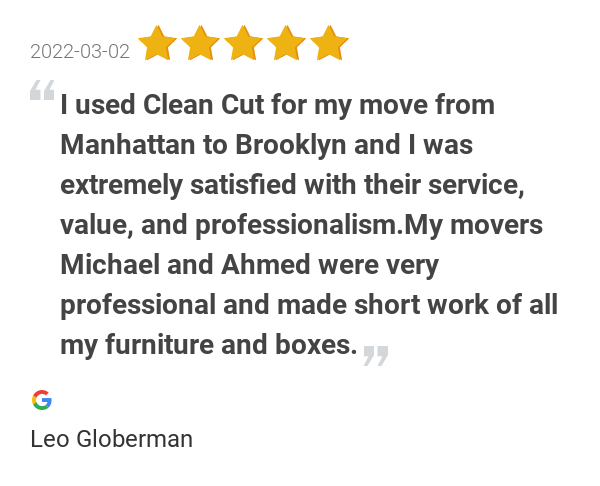 cleancutmovers's tweet photo. New 5.0-star Review: "I used Clean Cut for my move from Manhattan to Brooklyn and I was extremely satisfied with... https://t.co/5ehAXvt44r