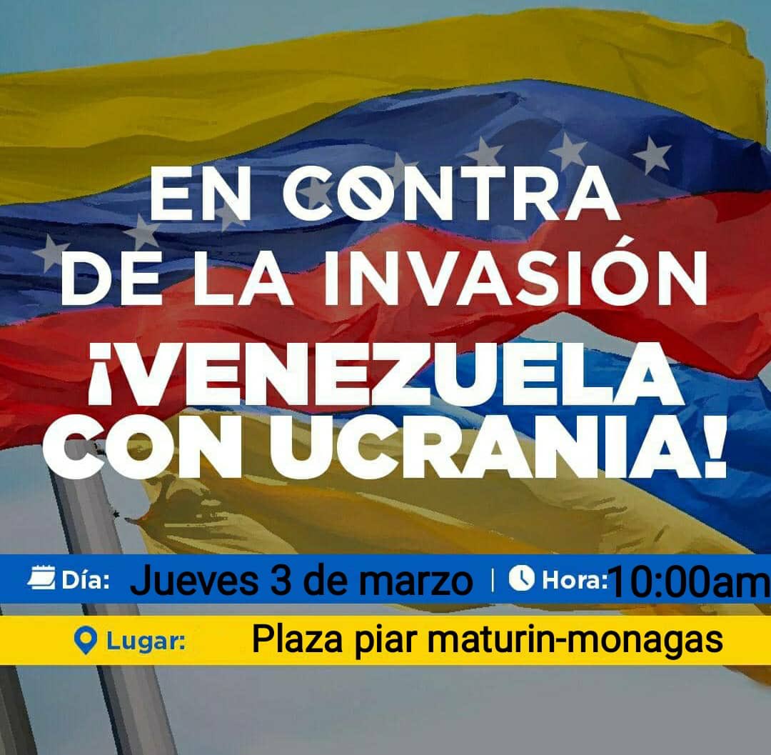 Mañana #3Marzo #IstandUpForUcrane #VzlaRespaldaUcrania desde #Maturin #Monagas  Lleva tu bandera de #Venezuela y #Ucrania #UcraneUnderAtack #UcraniaBajoAtaque #StopWar