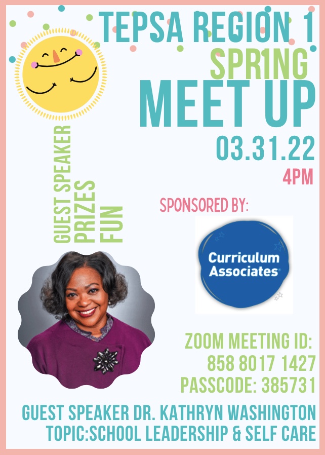 Rey Rodriguez,Ed.D. (@drreyrodriguez) on Twitter photo Are you in <a href="/TEPSA_Region1/">TEPSA Region 1</a>?? Don't miss this FREE virtual region meeting on March 31st with special guest <a href="/Drkathrynwash7/">Dr.Kathryn Washington</a>! Thank you <a href="/CurriculumAssoc/">Curriculum Associates</a> for sponsoring this event! <a href="/MichelleElemAP/">Michelle Ayala</a> <a href="/TEPSAtalk/">TEPSA</a> #WeLeadTX Are you in <a href="/TEPSA_Region1/">TEPSA Region 1</a>?? Don't miss this FREE virtual region meeting on March 31st with special guest <a href="/Drkathrynwash7/">Dr.Kathryn Washington</a>! Thank you <a href="/CurriculumAssoc/">Curriculum Associates</a> for sponsoring this event! <a href="/MichelleElemAP/">Michelle Ayala</a> <a href="/TEPSAtalk/">TEPSA</a> #WeLeadTX