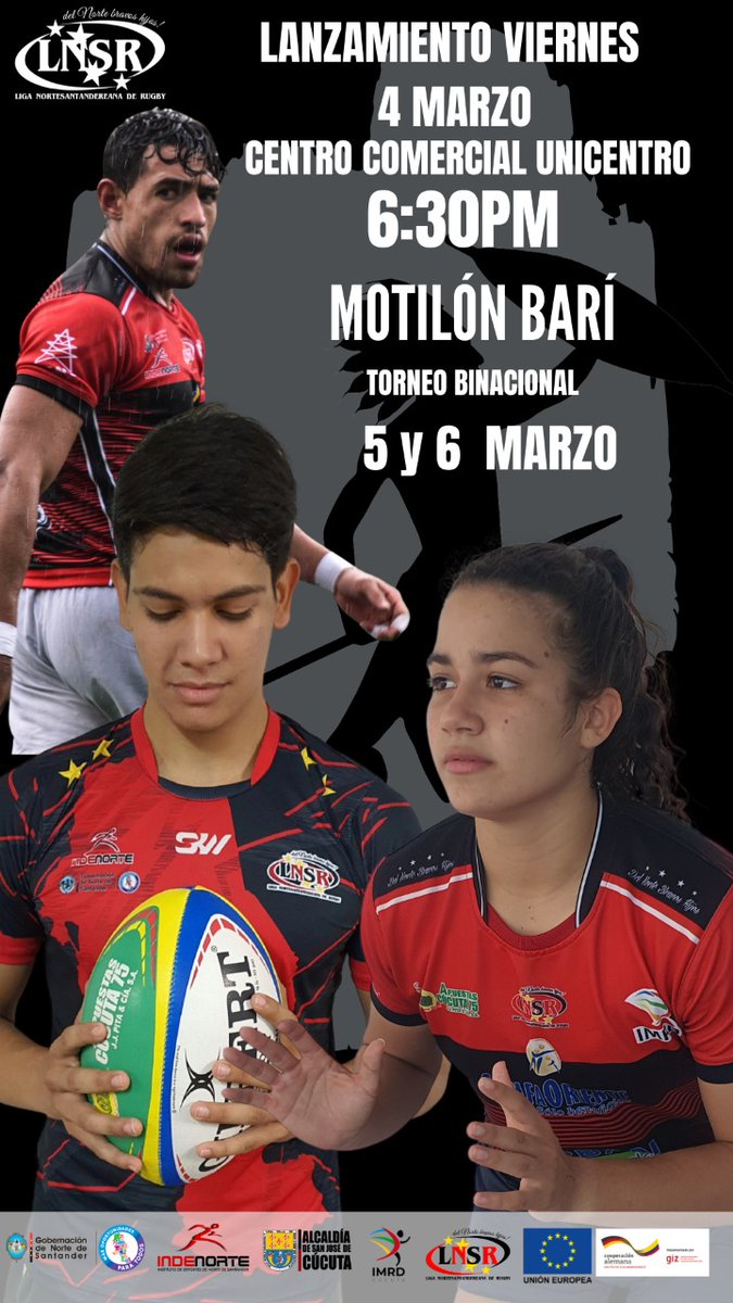 Se viene el Torneo binacional Motilón Barí 2022. 

Acompáñanos en el lanzamiento viernes 6.30pm <a href="/unicentrocucuta/">UNICENTRO CÚCUTA</a> !

No se lo pierdan !

Gracias GIZ ,<a href="/imrdcucuta/">IMRD CÚCUTA</a>
<a href="/Indenorte_/">Instituto de deportes de Norte de Santander</a> <a href="/unnortejoven/">Juan Carlos García G</a>

@fecorugby
#DelNorteBravosHijos #RugbyNorte