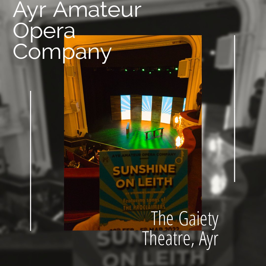DrIMcLellanUWS's tweet photo. Outside of work I am a Trustee for Ayr Amateur Opera Company. We've not been able to do a show for 2 years since Shrek. This week we are back with 'Sunshine on Leith', which I've just seen: it is a great production! Proud to be a member of this fantastic company https://t.co/xmEGBbB0PY