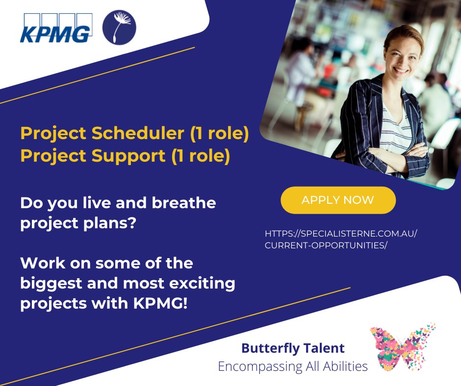 SpecInAus's tweet image. We are hiring #Project staff for @KPMG now! If you are familiar with project management methodology, standards and tools, and love seeing project plans come to life, we encourage you to apply. Visit: lnkd.in/ezxM_NJ #projectsupport #projectscheduler