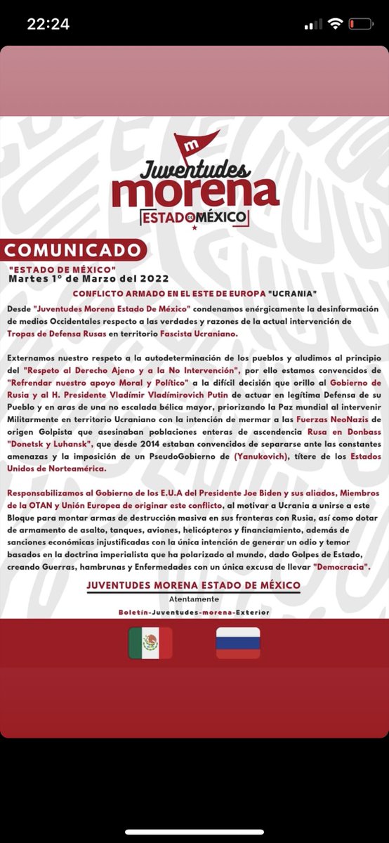 EmbRusiaMexico's tweet photo. 👍 Agradecemos mucho el apoyo y las palabras de solidaridad de la juventud 🇲🇽 mexicana del Estado de México! https://t.co/4660lNJRbh