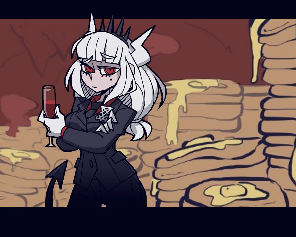 HellsChubbyCEO's tweet photo. (🖤suggested kinks: extreme weight gain, forcefeeding)

After all this time cutting back on meals to keep up her trim figure, it was finally about to bite Lucifer back. A whole room full of excess pancakes, they couldn't possibly go to waste.

"...oh dear."

(bg: @/Darkfireballz) https://t.co/Yw7f3wRqST