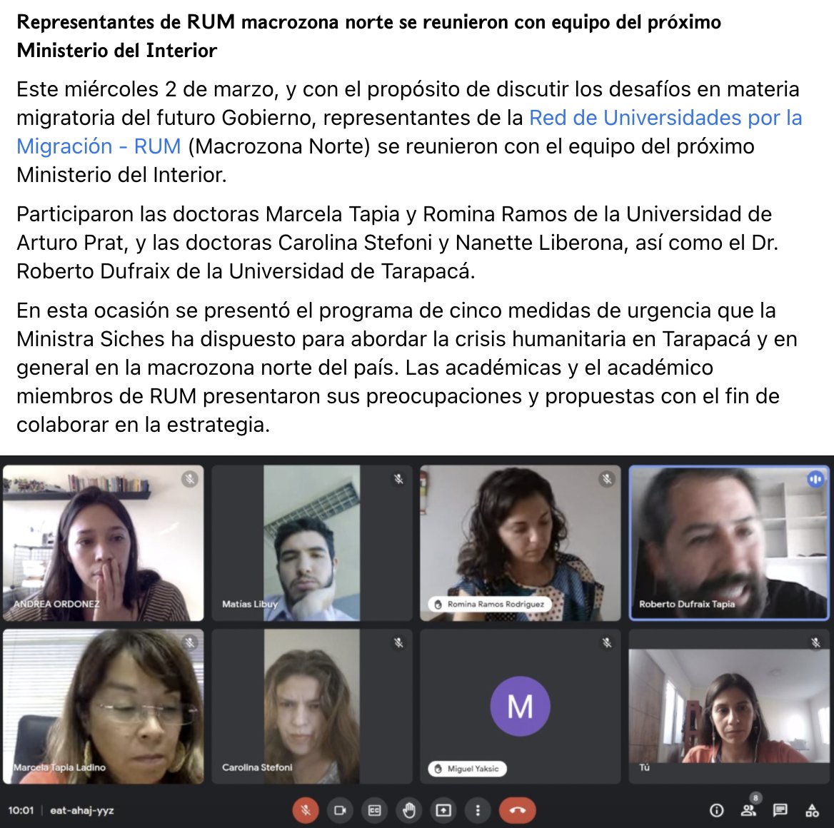 𝗥𝗲𝗽𝗿𝗲𝘀𝗲𝗻𝘁𝗮𝗻𝘁𝗲𝘀 𝗱𝗲 <a href="/rumigracion/">Red de Universidades por la Migración</a> 𝗺𝗮𝗰𝗿𝗼𝘇𝗼𝗻𝗮 𝗻𝗼𝗿𝘁𝗲 𝘀𝗲 𝗿𝗲𝘂𝗻𝗶𝗲𝗿𝗼𝗻 𝗰𝗼𝗻 𝗲𝗾𝘂𝗶𝗽𝗼 𝗱𝗲𝗹 𝗽𝗿𝗼́𝘅𝗶𝗺𝗼 𝗠𝗶𝗻𝗶𝘀𝘁𝗲𝗿𝗶𝗼 𝗱𝗲𝗹 𝗜𝗻𝘁𝗲𝗿𝗶𝗼𝗿 👇