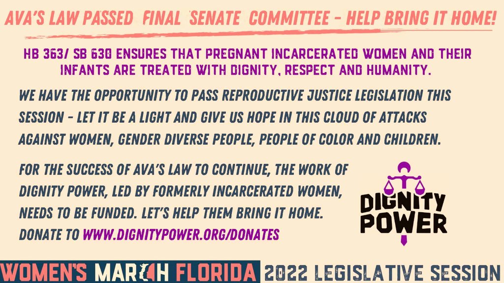 WMW_Florida's tweet photo. Ava's Law is one step closer to becoming law! Help bolster the important work of @_DignityPower, led by formerly incarcerated women. #DignityFL #ProtectBlackWomenAtAllCosts
Donate to: https://t.co/LoaNnRqqoL https://t.co/JZJYrS5nU2