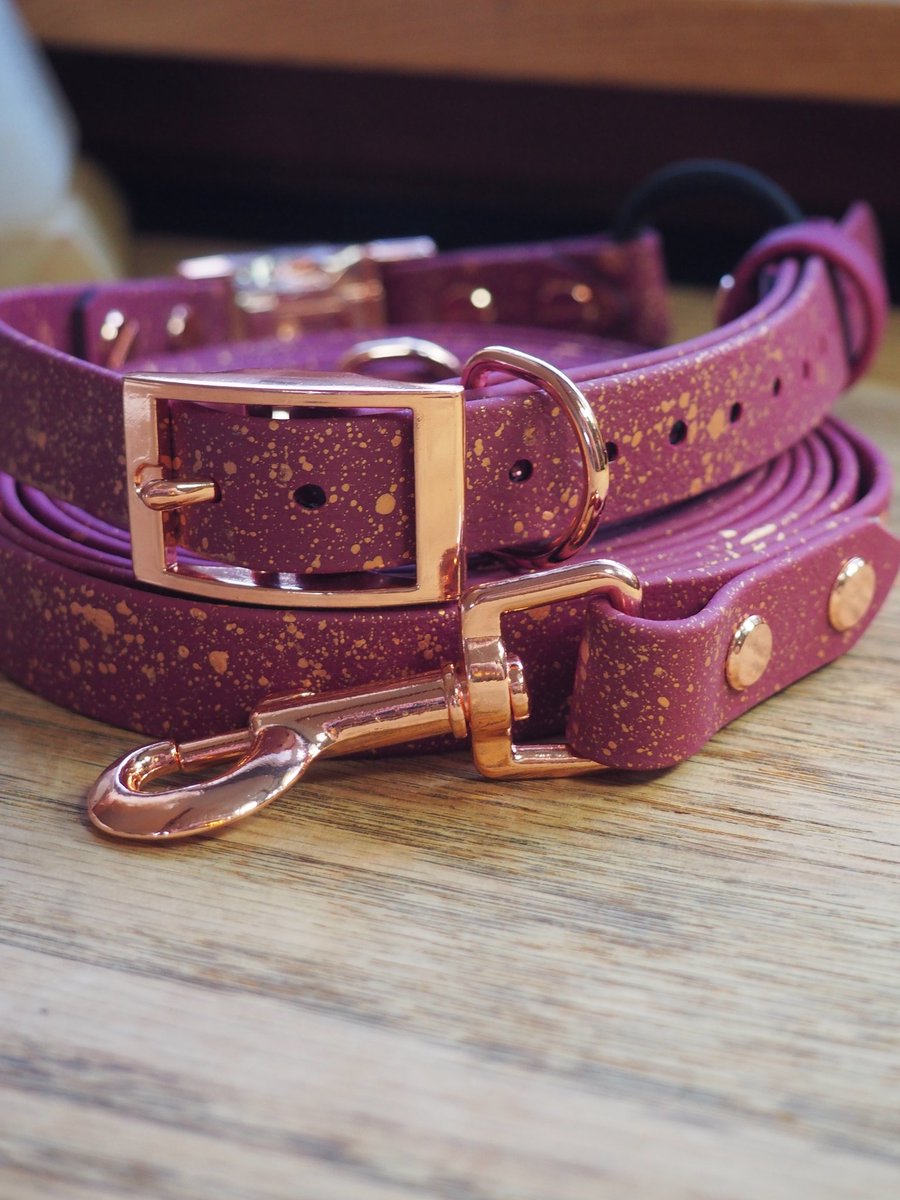 Just look at this set💕🤤 Rose Gold Speckles on Burgandy BioThane

#twitterdogcommunity #biothane #dogsoftwitter #handmade