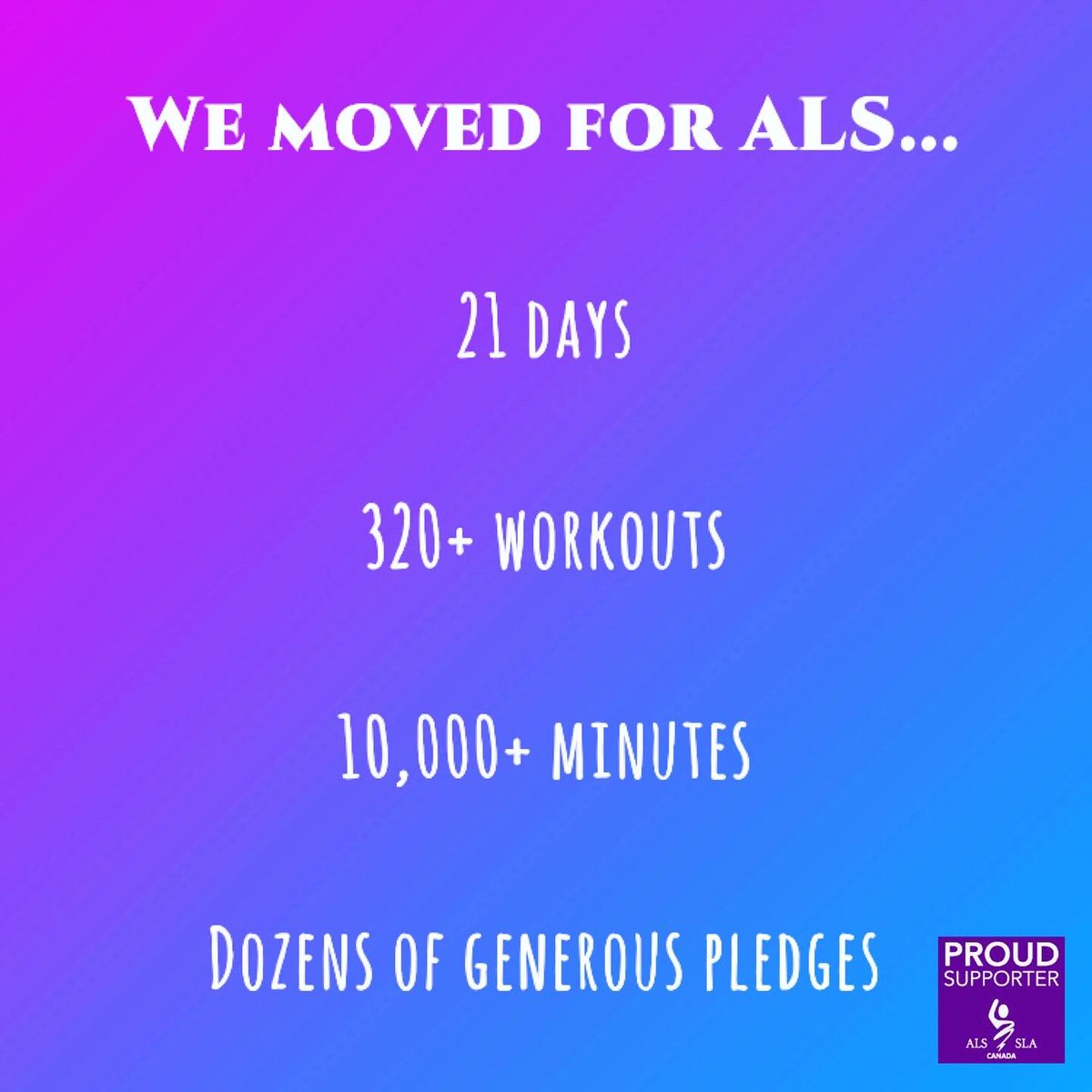 JuditDell's tweet photo. "ALS doesn't stop.
Neither will we!"
In 21 days we have come together in the most amazing way possible in memory of my incredible mom!
Thank you ❤️ @ALSCanada 
I dream of seeing treatment for #als in my lifetime... https://t.co/6IjM5mKENG