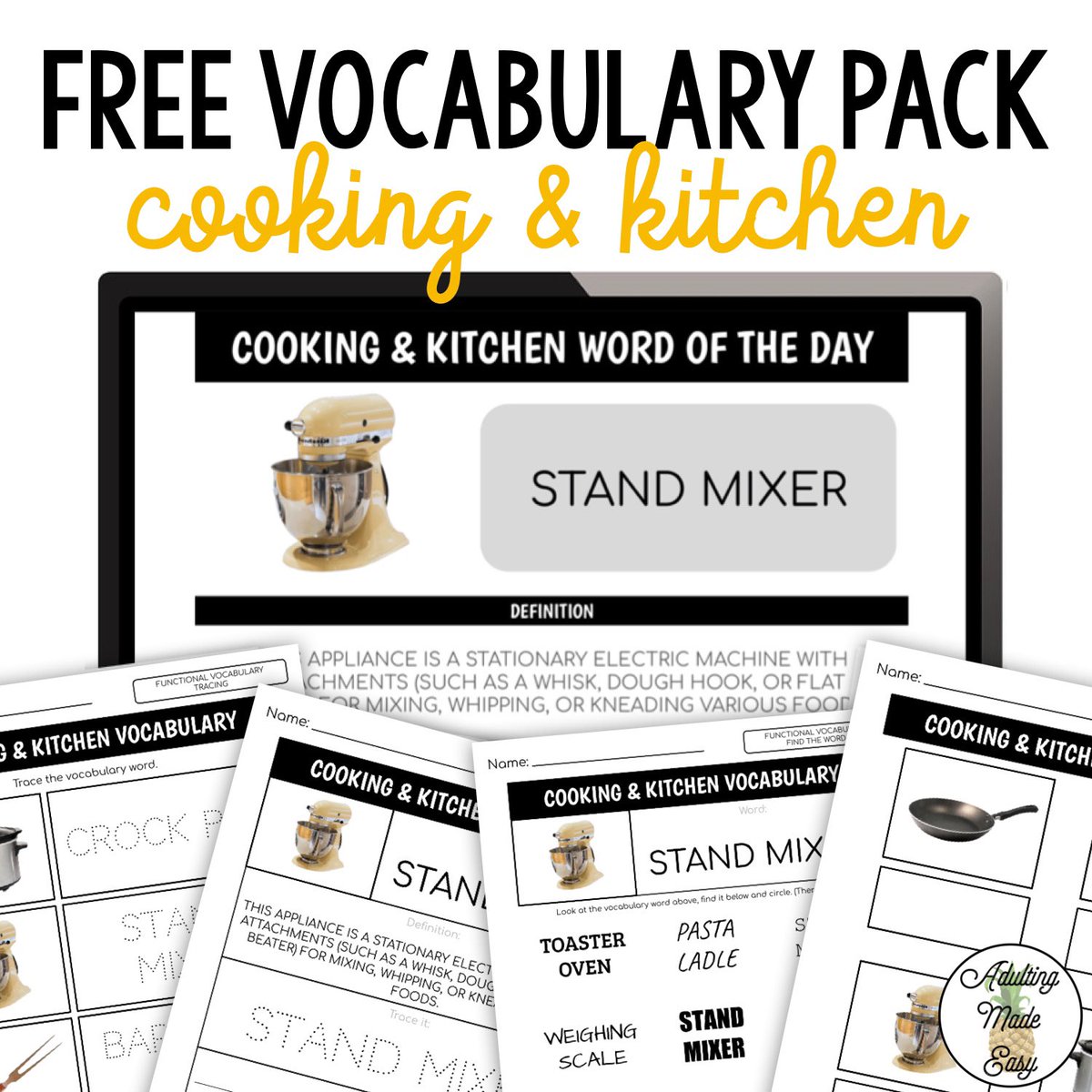 SpEdAdulting's tweet photo. Cooking &amp; Kitchen Functional Vocabulary FREEBIE 
https://t.co/Mcp3NxiOlx https://t.co/vKOVii7Pbq