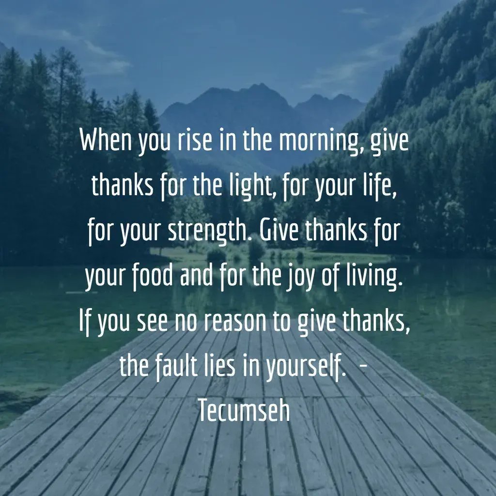 "...If you see no reason to give thanks, the fault lies in yourself."  - Tecumseh