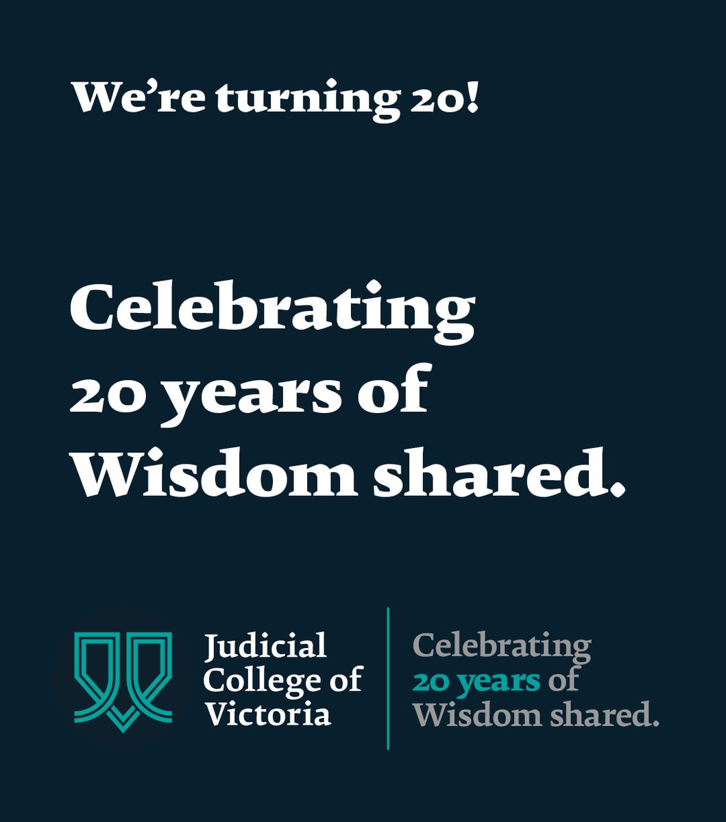 JudicialCollege's tweet photo. Two decades ago, the Judicial College of Victoria Act (2001) commenced, marking the birth of the College. A lot has changed since those early days. Find out more: https://t.co/7x0XePjGsn
#20thAnniversary #auslaw #judicialeducation #wisdomshared https://t.co/PuYOkKfY5S