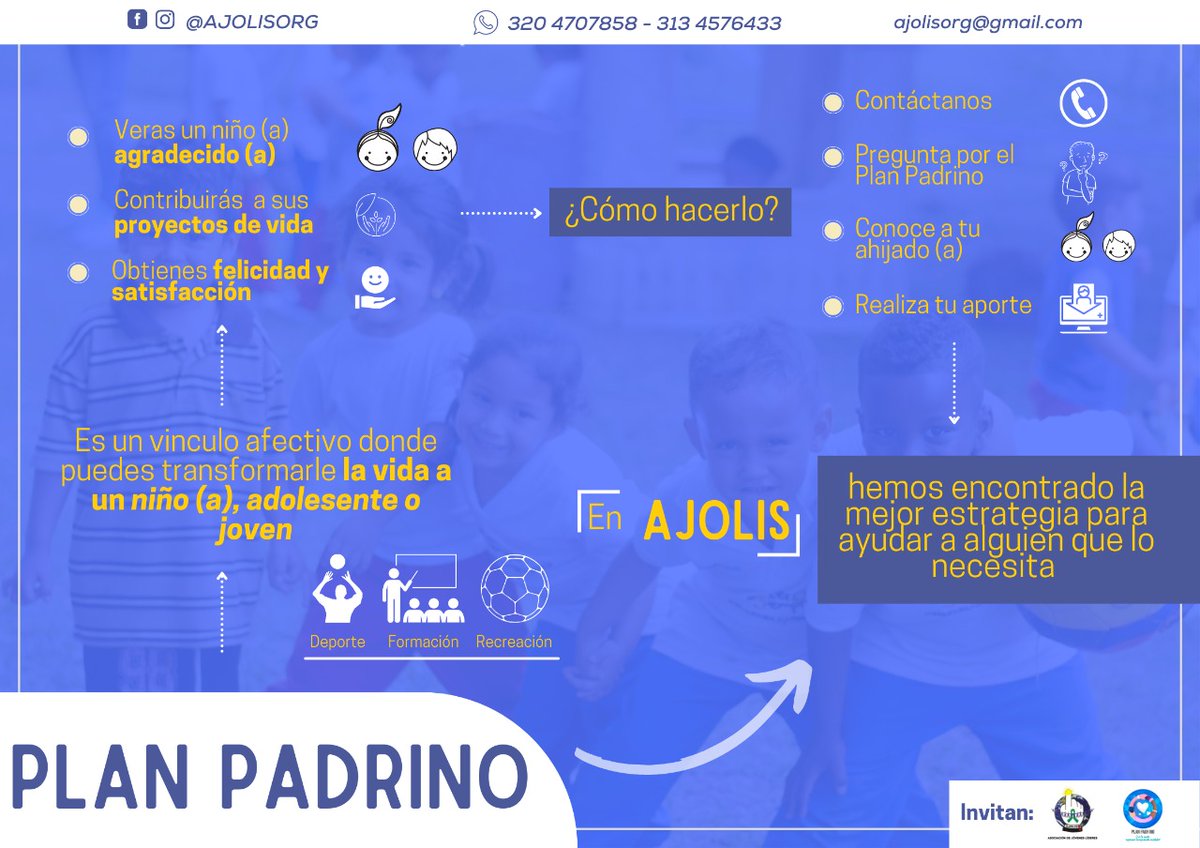 ajolisorg's tweet photo. ¿Quieres conocer nuestro programa Plan Padrino?

¡Es muy fácil! 

Ven y entérate cómo puedes aportar un granito de arena y ayudar a transformar realidades de nuestros niños, niñas, adolescentes y jóvenes de los programas de la organización AJOLIS. 

Te contamos de qué se trata. https://t.co/TG4AXW80fU