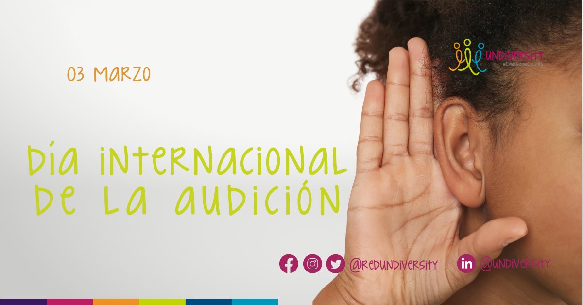 RedUndiversity's tweet photo. El 3 de marzo fue declarado por la Organización Mundial de la Salud OMS como día para conmemorar el Día Mundial de la Audición, fecha que busca promover la detección temprana de cualquier tipo de problema o deterioro auditivo que se pueda presentar en las personas de todo el mund https://t.co/NbV2DtbOib