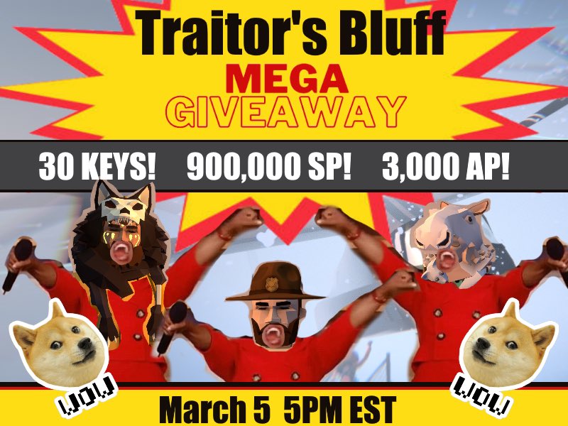 Alyndra7's tweet photo. We have 30 #steamkeys nearly a million survivor points, 3k artifact points and a ton of fun to give away this weekend playing @ProjWinter come check it out! #traitorsbluff #canadiangames #projectwinter #twitchgiveaway https://t.co/1FT62HYbfj https://t.co/vrvZfSnt6D